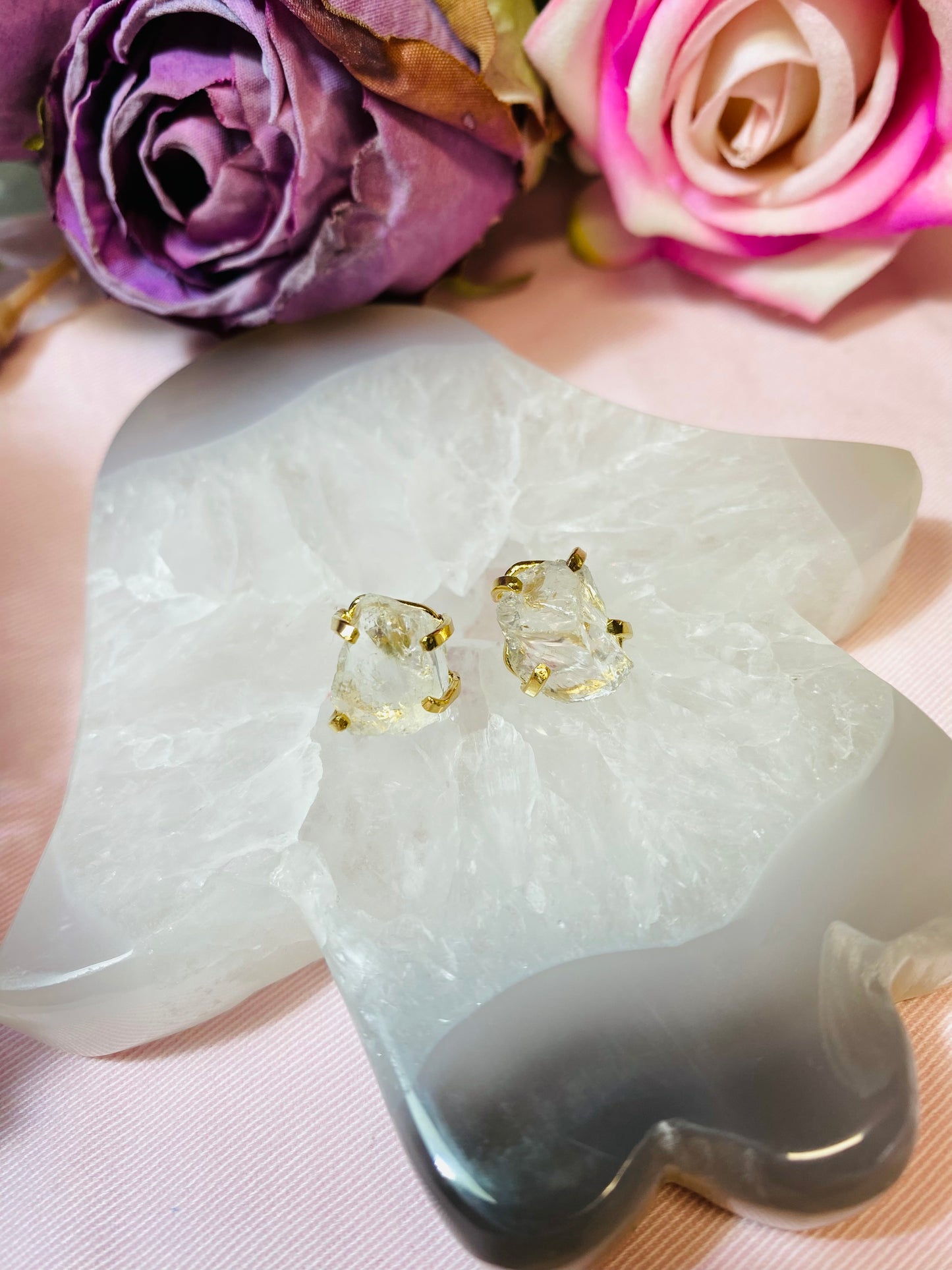 Boucles D'oreilles Diana en Pierre Clear Quartz