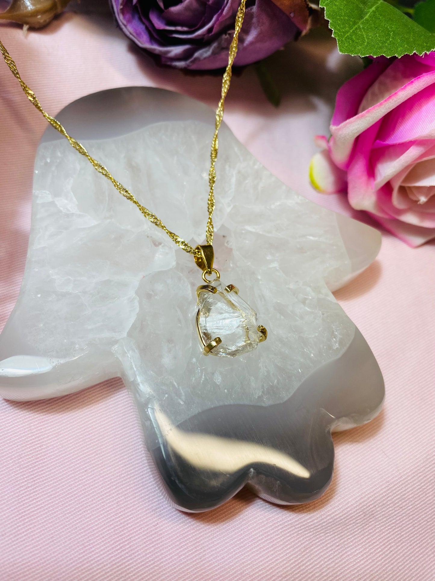 Pendentif Raw en Pierre Brute Clear Quartz