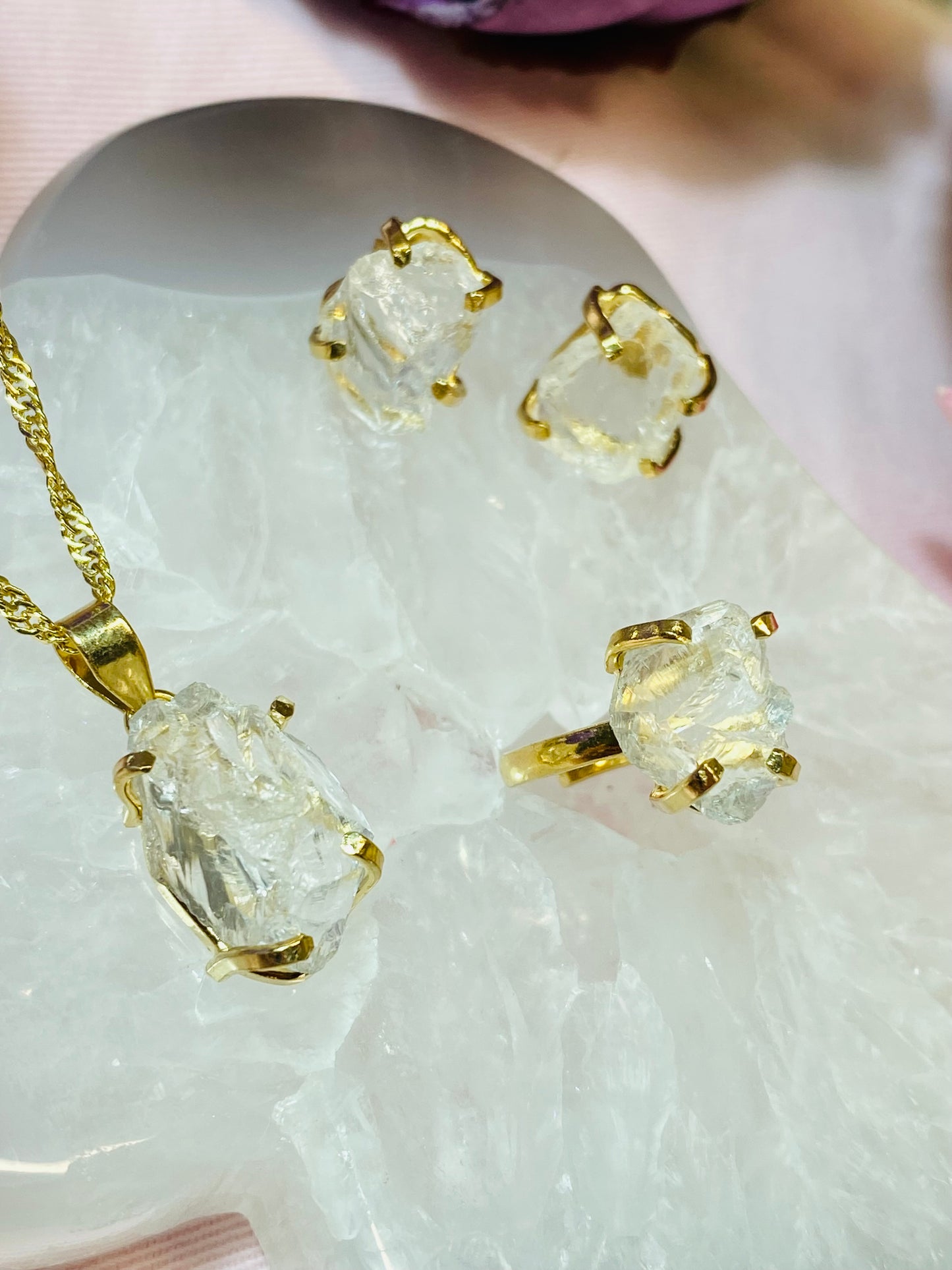 Boucles D'oreilles Diana en Pierre Clear Quartz