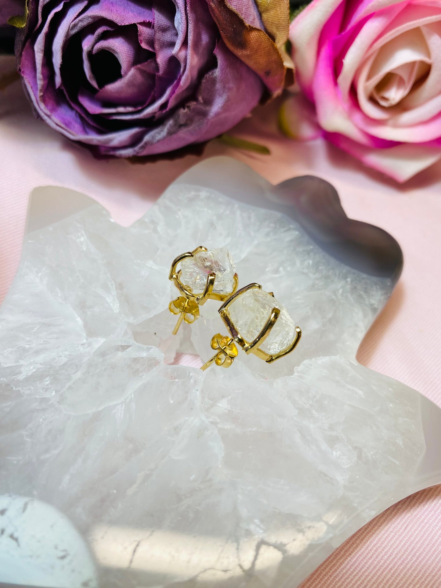 Boucles D'oreilles Diana en Pierre Clear Quartz