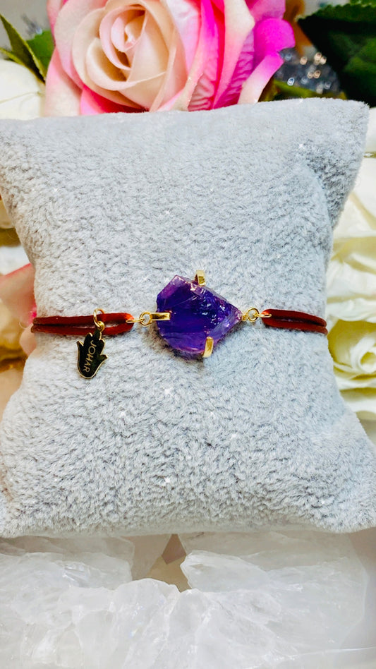 Red Bracelet Pierre Améthyste Brute
