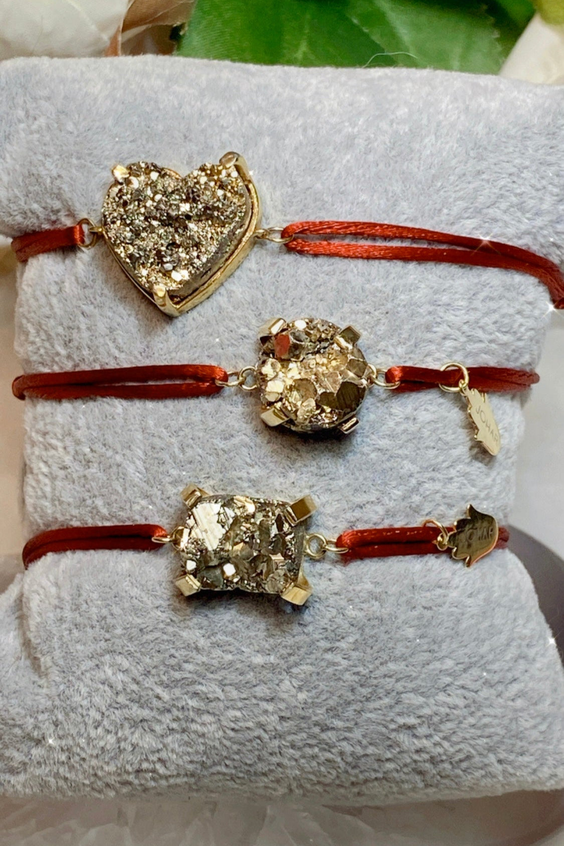 Red Bracelet Pierre Pyrite Rond
