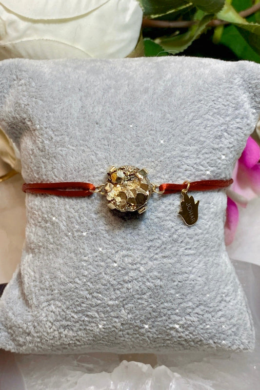 Red Bracelet Pierre Pyrite Rond